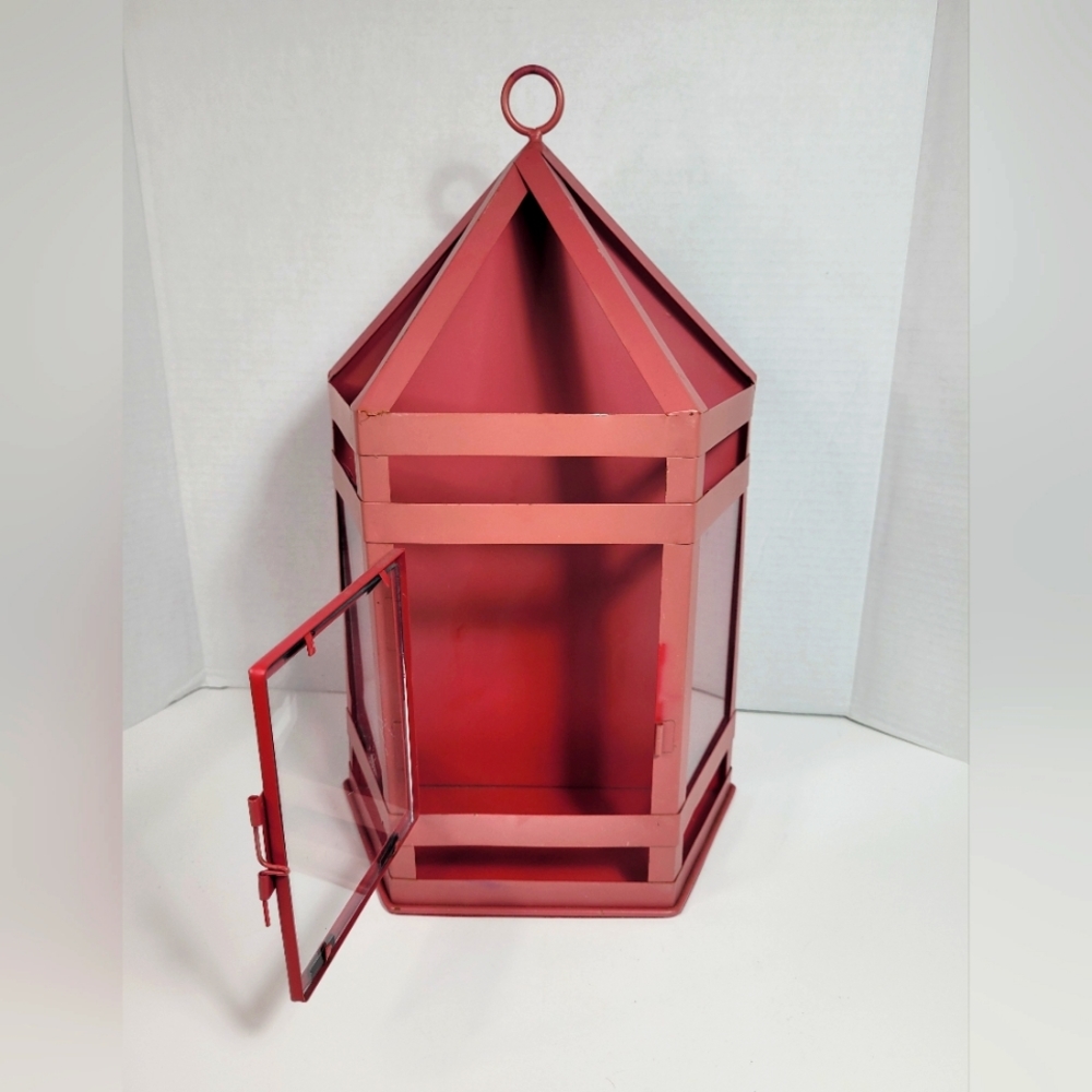Charming Extra Large Metal and Glass Vintage Lantern Wall Sconce Rare